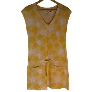 Roxy Vintage Sundress Floral Yellow Size M Sleeveless Dress Pockets